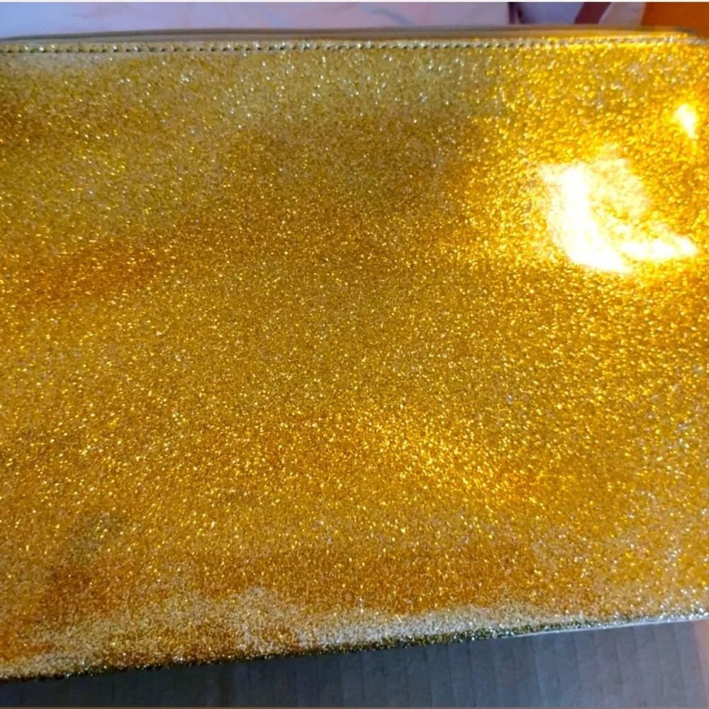 KATE SPADE Gold Glitter Pouch, EUC